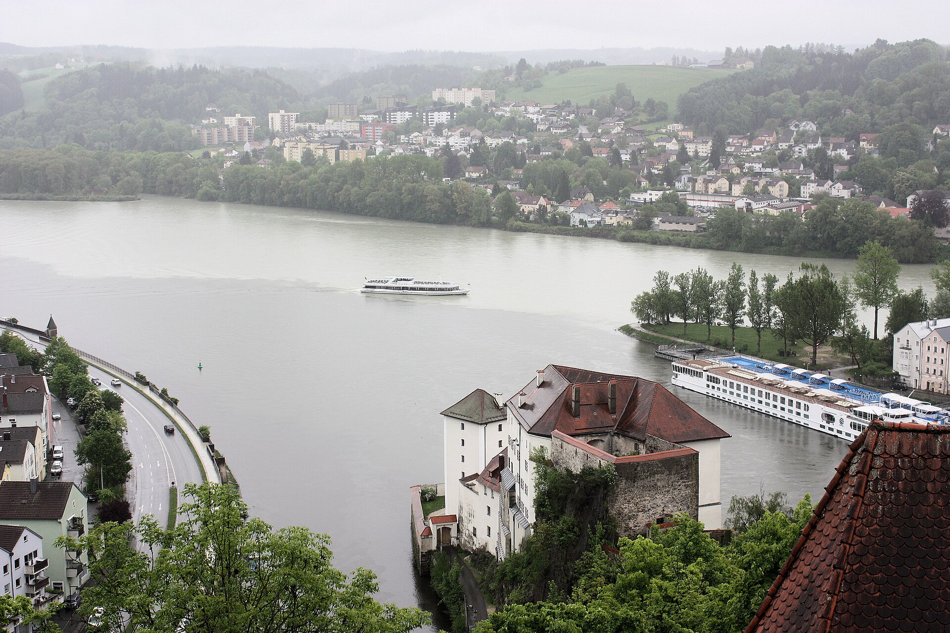 Passau's old town at the meeting of the Danube, Inn and Ilz